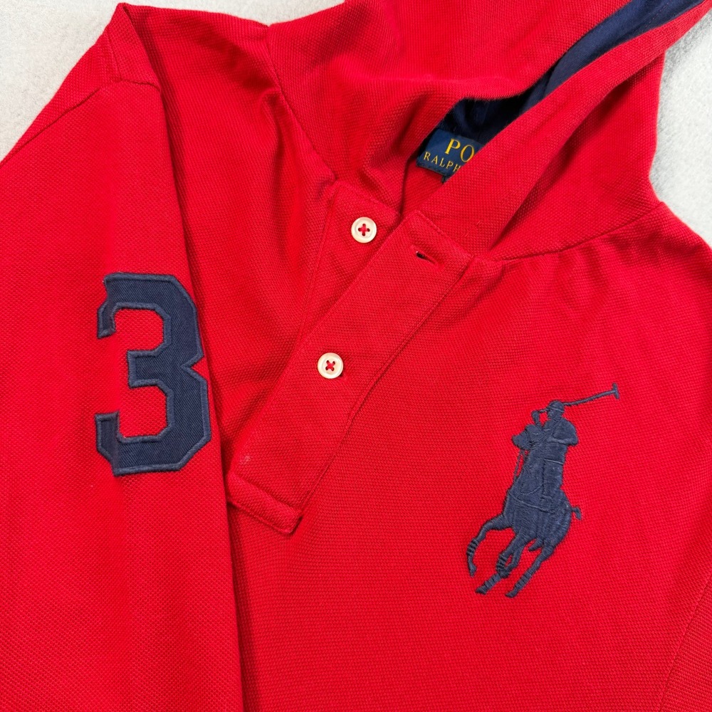 Polo Ralph Lauren Boys Red Long Sleeve Hoodie Sz M 10-12 Red Big Pony Preppy Kid